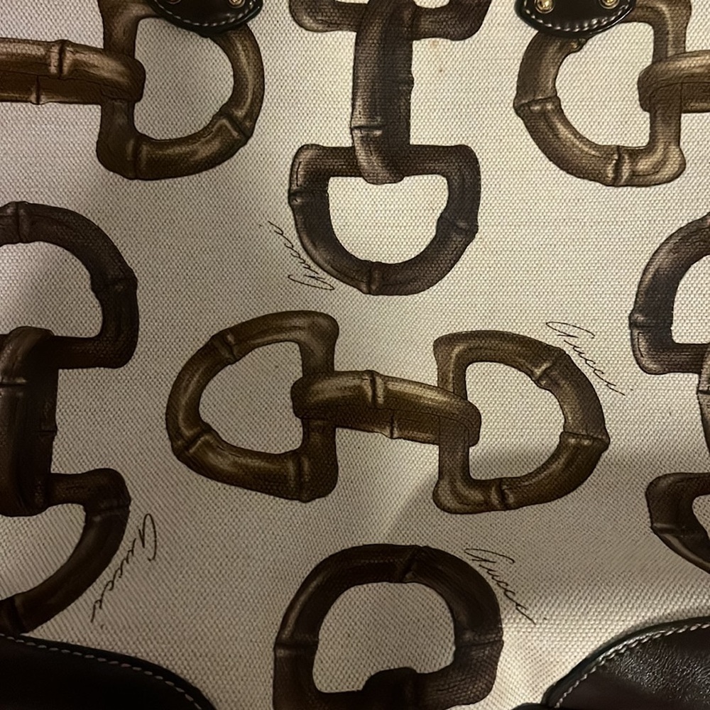 Like new Gucci Bamboo Tote Horsebit Print Canvas​ - Picture 2 of 9